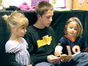 Our preschoolers are paired with chapel buddies in the 8th grade. They attend chapel, read and do activities together.