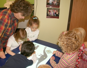 The Preschool has an interactive Smart Table for students to use.
